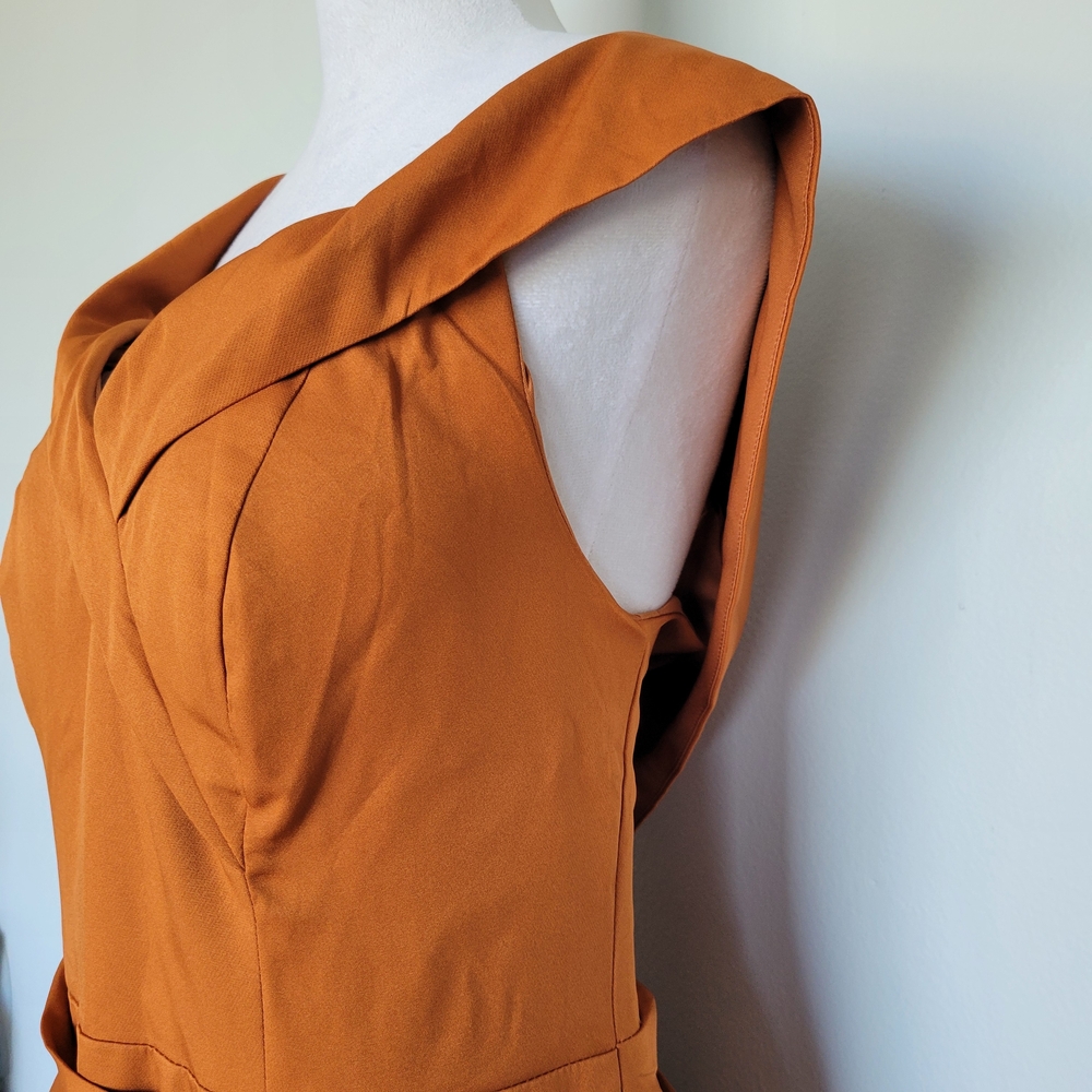 NWT Burnt Orange Ruffle Wedding Bridal Bridemaids Gala Formal Gown Dress Size 16 - Picture 7 of 16